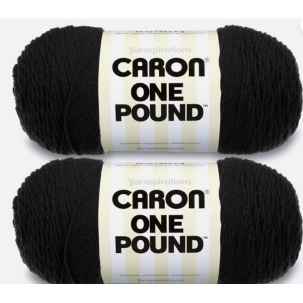 Caron‎ One Pound Acrylic Yarn Black 16oz Worsted Weight 2 Skeins Yarnspirations